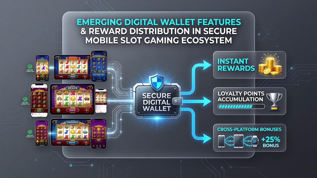 Sichere mobile Slot-Sitzung mit digitaler Wallet und Belohnungsverteilung auf dem Display